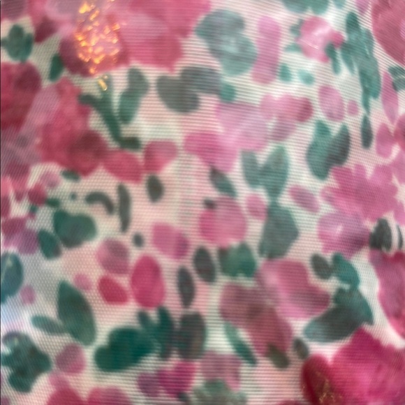 Pink and Blue Fitted Floral Blouse mesh - Picture 4 of 5